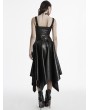 Punk Rave Black Gothic Punk Faux Leather Zip Front Irregular Hem Skirt