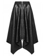 Punk Rave Black Gothic Punk Faux Leather Zip Front Irregular Hem Skirt