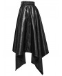 Punk Rave Black Gothic Punk Faux Leather Zip Front Irregular Hem Skirt