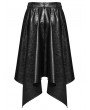 Punk Rave Black Gothic Punk Faux Leather Zip Front Irregular Hem Skirt