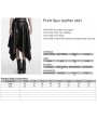 Punk Rave Black Gothic Punk Faux Leather Zip Front Irregular Hem Skirt