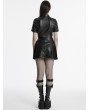 Punk Rave Black Gothic Punk Personalized Pleated Faux Leather Short Skirt