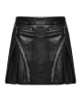 Punk Rave Black Gothic Punk Personalized Pleated Faux Leather Short Skirt