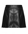 Punk Rave Black Gothic Punk Personalized Pleated Faux Leather Short Skirt