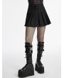 Punk Rave Black Gothic Skull Rivet Short Pleated Skirt