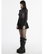 Punk Rave Black Gothic Skull Rivet Short Pleated Skirt