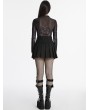 Punk Rave Black Gothic Skull Rivet Short Pleated Skirt