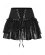 Punk Rave Black Decadent Gothic Punk Irregular Splicing Layered Short Skirt