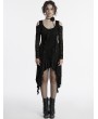 Punk Rave Black Gothic Long Bat Mesh Sleeve Cold Shoulder Dress