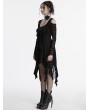 Punk Rave Black Gothic Long Bat Mesh Sleeve Cold Shoulder Dress