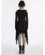 Punk Rave Black Gothic Long Bat Mesh Sleeve Cold Shoulder Dress