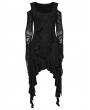 Punk Rave Black Gothic Long Bat Mesh Sleeve Cold Shoulder Dress