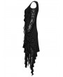 Punk Rave Black Gothic Long Bat Mesh Sleeve Cold Shoulder Dress