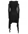 Punk Rave Black Gothic Long Bat Mesh Sleeve Cold Shoulder Dress