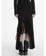 Punk Rave Black Asymmetrical Gothic Ruffle High-Low Fishtail Skirt