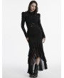 Punk Rave Black Asymmetrical Gothic Ruffle High-Low Fishtail Skirt