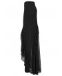 Punk Rave Black Asymmetrical Gothic Ruffle High-Low Fishtail Skirt