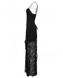 Punk Rave Black Sexy Gothic Lace Deep V-Neck High Slit Long Dress