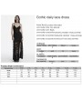 Punk Rave Black Sexy Gothic Lace Deep V-Neck High Slit Long Dress