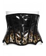 Punk Rave Black and Coffee Gothic Leopard Print Patent Leather Corset Waistband