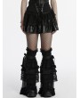 Punk Rave Black Gothic Cute Bow Ruffled Flare Leg Warmers for Women