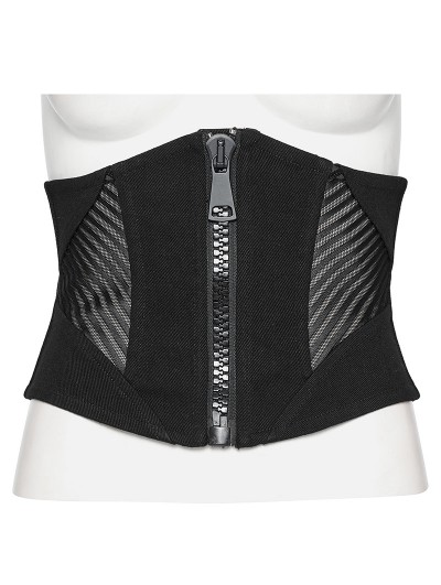 Punk Rave Black Gothic Punk Mesh Splicing Underbust Corset Waistband