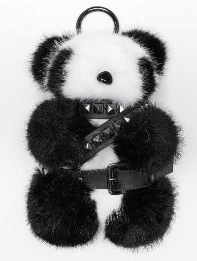 Punk Rave Black and White Cute Faux Fur Panda Doll