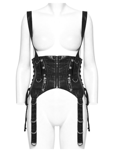 Punk Rave Black Gothic Punk Faux Leather Versatile Corset Waistband