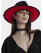 Punk Rave Black and Red Gothic Retro Pearl Cross Embellished Top Hat