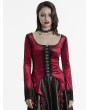 Punk Rave Red Gothic Gradient Velvet Long Sleeve Irregular Shirt for Women