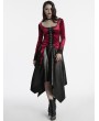 Punk Rave Red Gothic Gradient Velvet Long Sleeve Irregular Shirt for Women