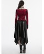 Punk Rave Red Gothic Gradient Velvet Long Sleeve Irregular Shirt for Women