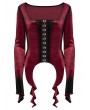 Punk Rave Red Gothic Gradient Velvet Long Sleeve Irregular Shirt for Women