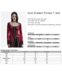 Punk Rave Red Gothic Gradient Velvet Long Sleeve Irregular Shirt for Women