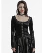 Punk Rave Black Gothic Gradient Velvet Long Sleeve Irregular Shirt for Women