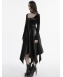 Punk Rave Black Gothic Gradient Velvet Long Sleeve Irregular Shirt for Women