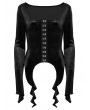 Punk Rave Black Gothic Gradient Velvet Long Sleeve Irregular Shirt for Women