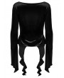 Punk Rave Black Gothic Gradient Velvet Long Sleeve Irregular Shirt for Women