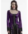 Punk Rave Violet Gothic Gradient Velvet Long Sleeve Irregular Shirt for Women