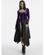 Punk Rave Violet Gothic Gradient Velvet Long Sleeve Irregular Shirt for Women