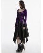 Punk Rave Violet Gothic Gradient Velvet Long Sleeve Irregular Shirt for Women