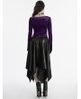 Punk Rave Violet Gothic Gradient Velvet Long Sleeve Irregular Shirt for Women