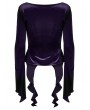 Punk Rave Violet Gothic Gradient Velvet Long Sleeve Irregular Shirt for Women