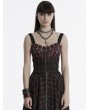 Punk Rave Red and Black Gothic Grunge Gradient Plaid Vest Top for Women