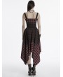 Punk Rave Red and Black Gothic Grunge Gradient Plaid Vest Top for Women