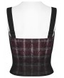 Punk Rave Red and Black Gothic Grunge Gradient Plaid Vest Top for Women