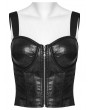 Punk Rave Black Gothic Punk Faux Leather Vest Top for Women