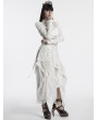 Punk Rave White Gothic Long Puff Sleeve Floral Ruffled Lace Top for Women