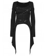 Punk Rave Black Gothic Punk Long Sleeve Irregular T-Shirt for Women