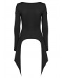 Punk Rave Black Gothic Punk Long Sleeve Irregular T-Shirt for Women